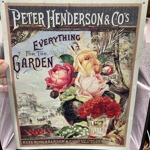 Floral Garden Tin Metal Sign with Roses